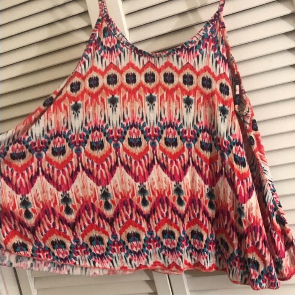 EUC Large flowy tie-dye spaghetti strap crop top